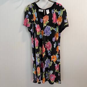 Vtg Liz Claiborne 100% Silk Floral Dress Size 10